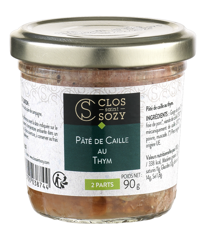 Clos Saint Sozy - Terrine de caille au thym 90 g - Clos Saint Sozy