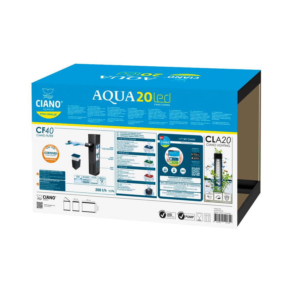 Aquarium Aqua 20 Light Blanc L.40 x l.20 x H.26 cm - CIANO - Image 5
