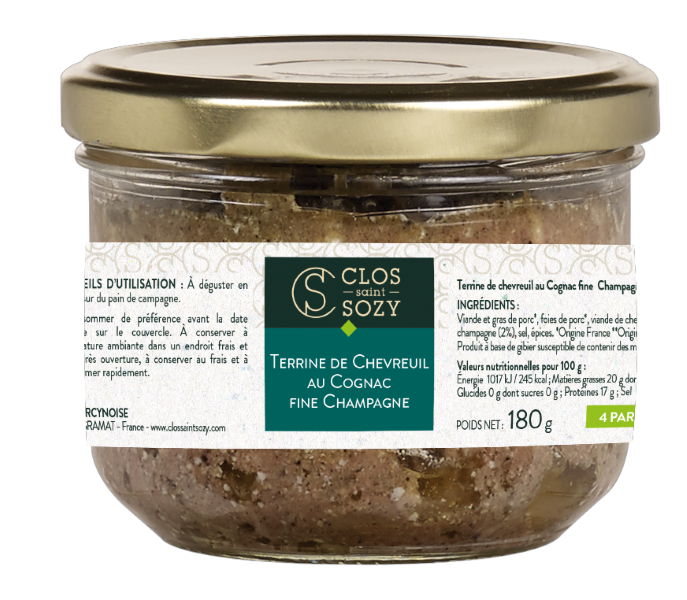 Clos Saint Sozy - Terrine de chevreuil au cognac fine champagne 180 g - Clos Saint Sozy