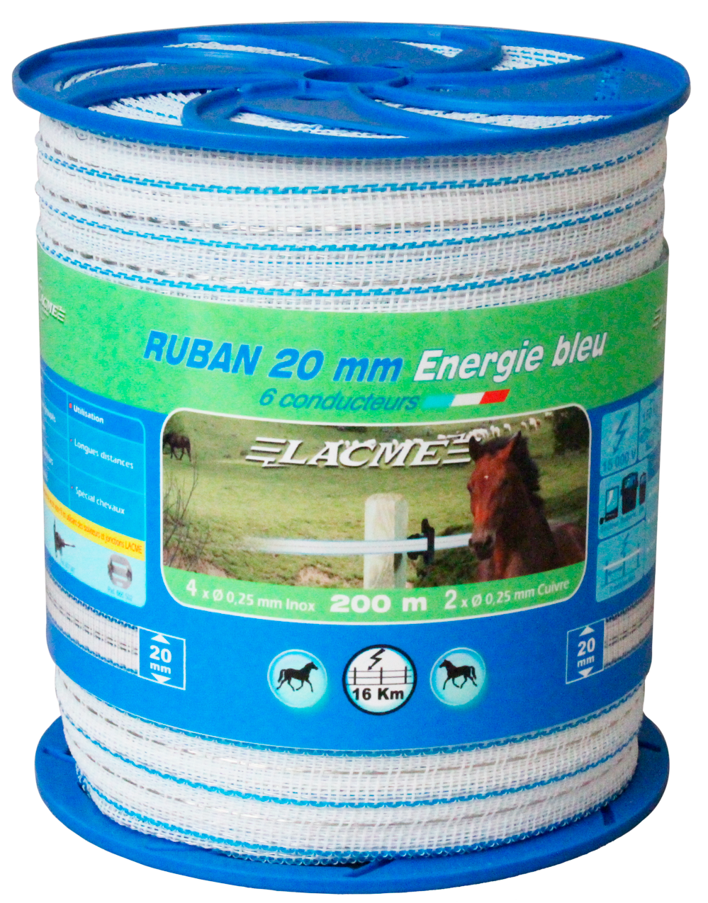 Lacme - Ruban Energie Bleu 20 mm, 6 Conducteurs, Bobine 200 m - Image 1