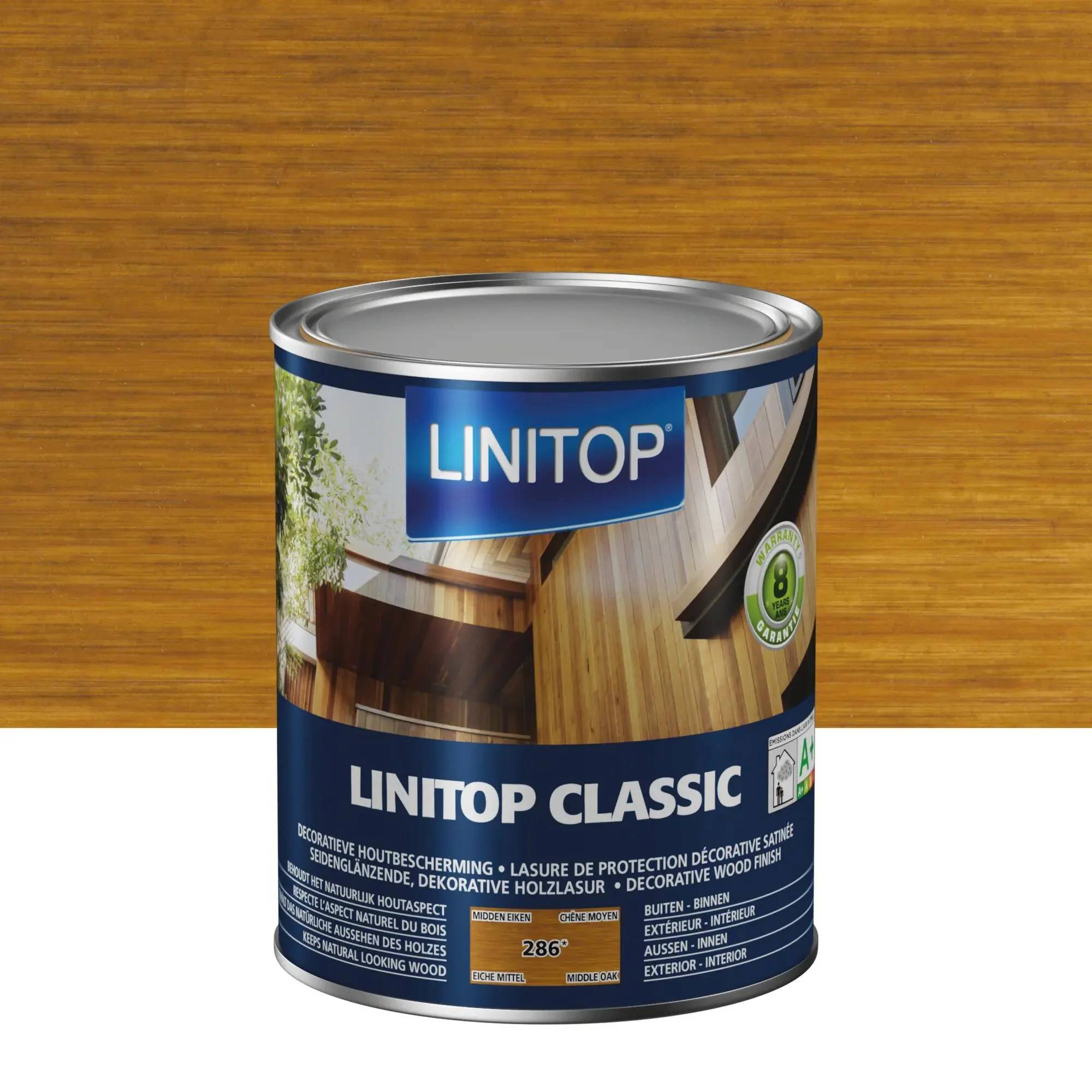 Lasure bois chêne moyen satin 1 l - LINITOP
