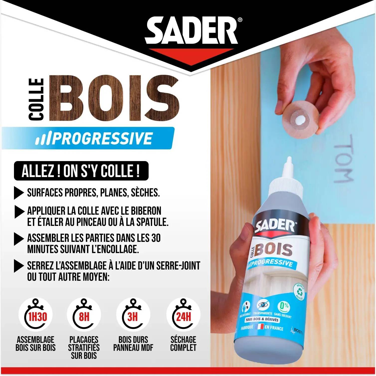 Colle bois vinylique prise progressive 250g – SADER - Image 5