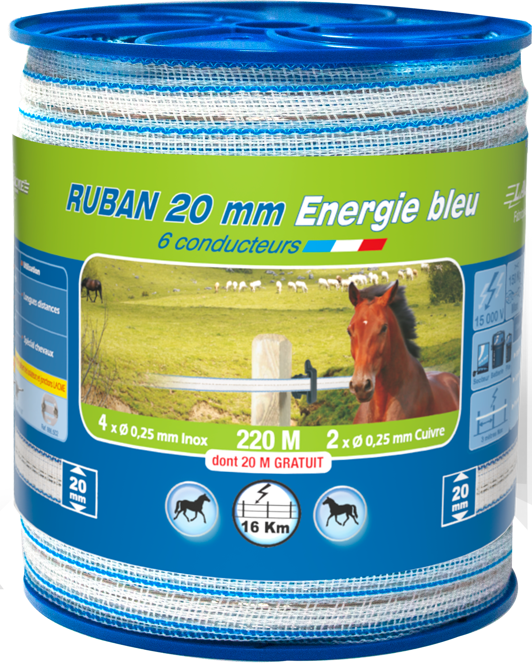 Lacme - Ruban 20 mm ENERGIE BLEU 200 m + 20 m gratuit - LACME