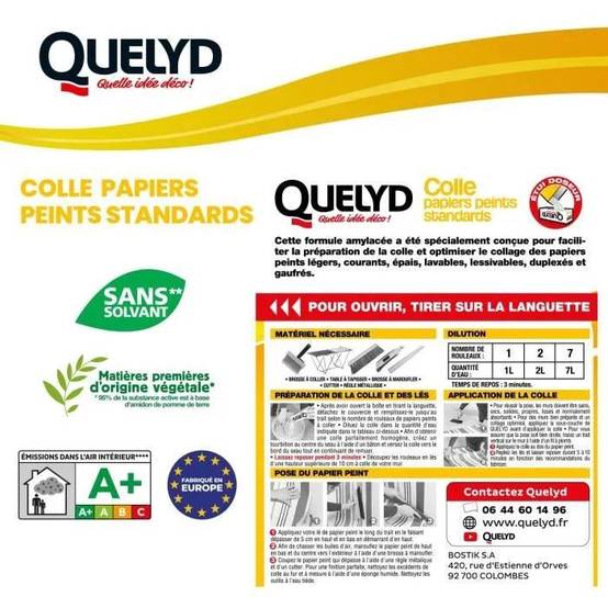 Colle papier peint standard blanche paquet 250 g - Quelyd - Image 4