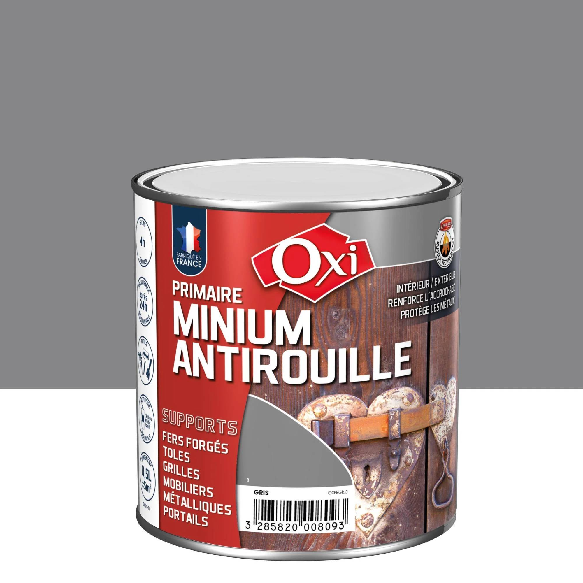 Primaire Antirouille Intérieur Extérieur Gris 0,5L - OXI - Image 1