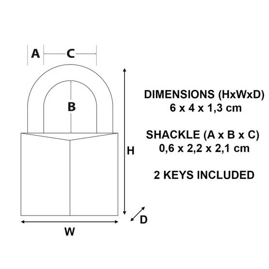 Cadenas laiton massif anse d.6xh.22mm 40 mm - MASTER LOCK - Image 2