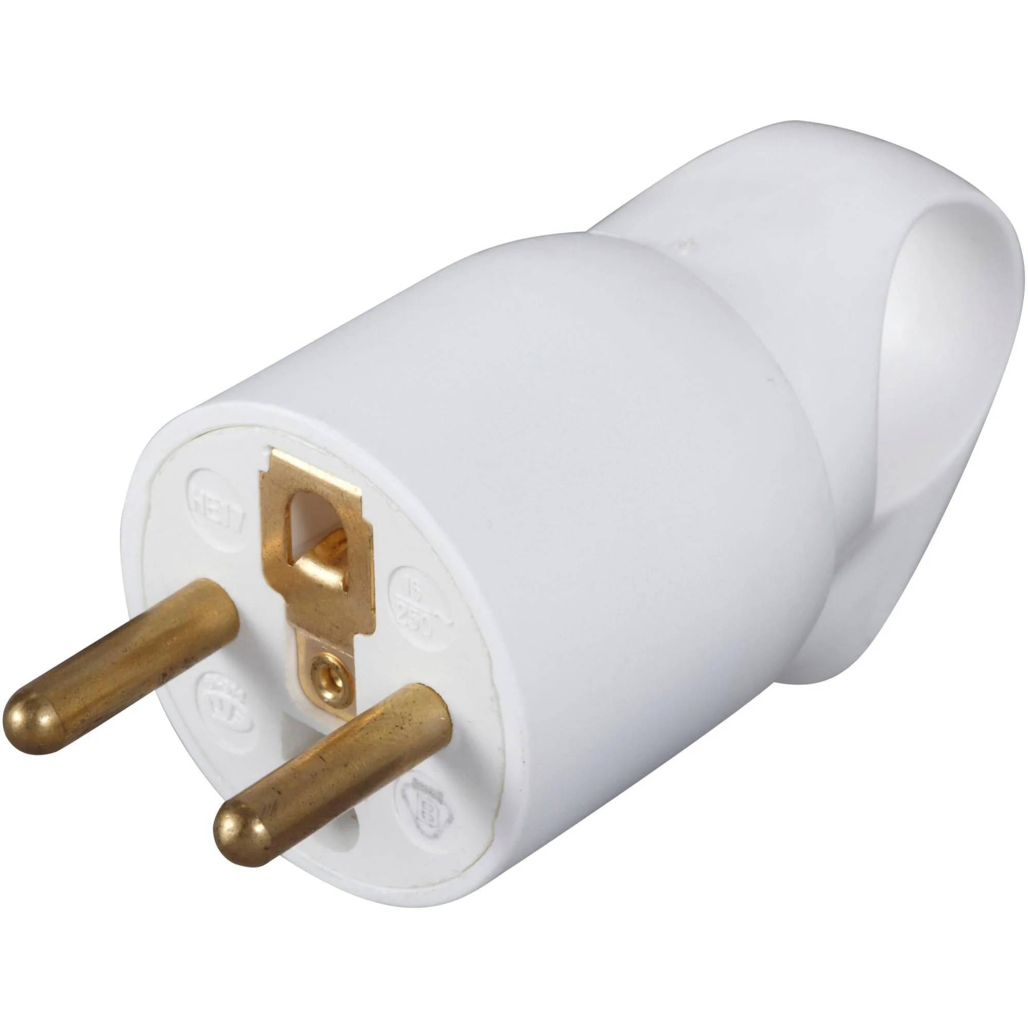 Fiche mâle plastique 2P+T 16A avec anneau blanc - LEGRAND