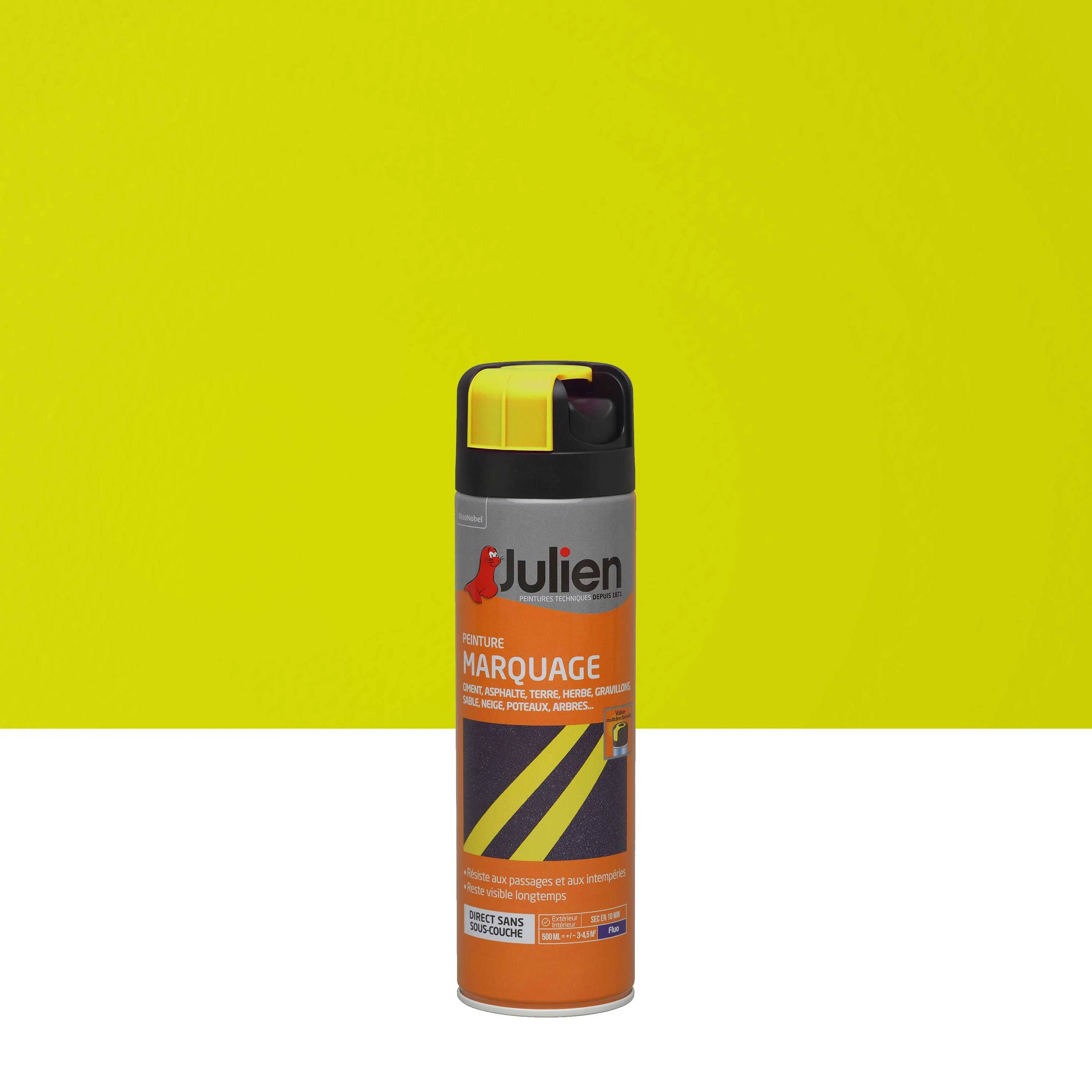 Aérosol marquage Peinture jaune fluo 500ml – JULIEN - Image 1