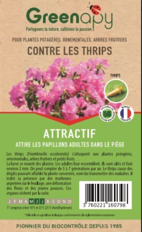 Greenapy - Phéromone Thrips californien Frankliniella occidentalis boîte de 2 capsules - Greenapy