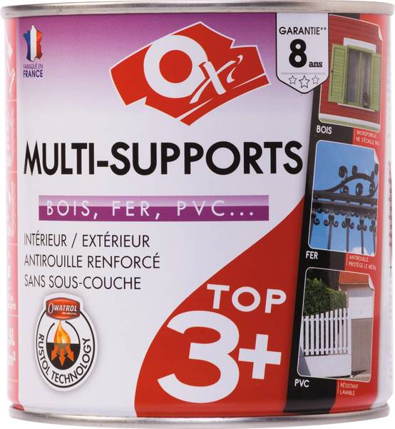 Peinture multi-supports satinée Bordeaux 0,5 l TOP3 - OXI