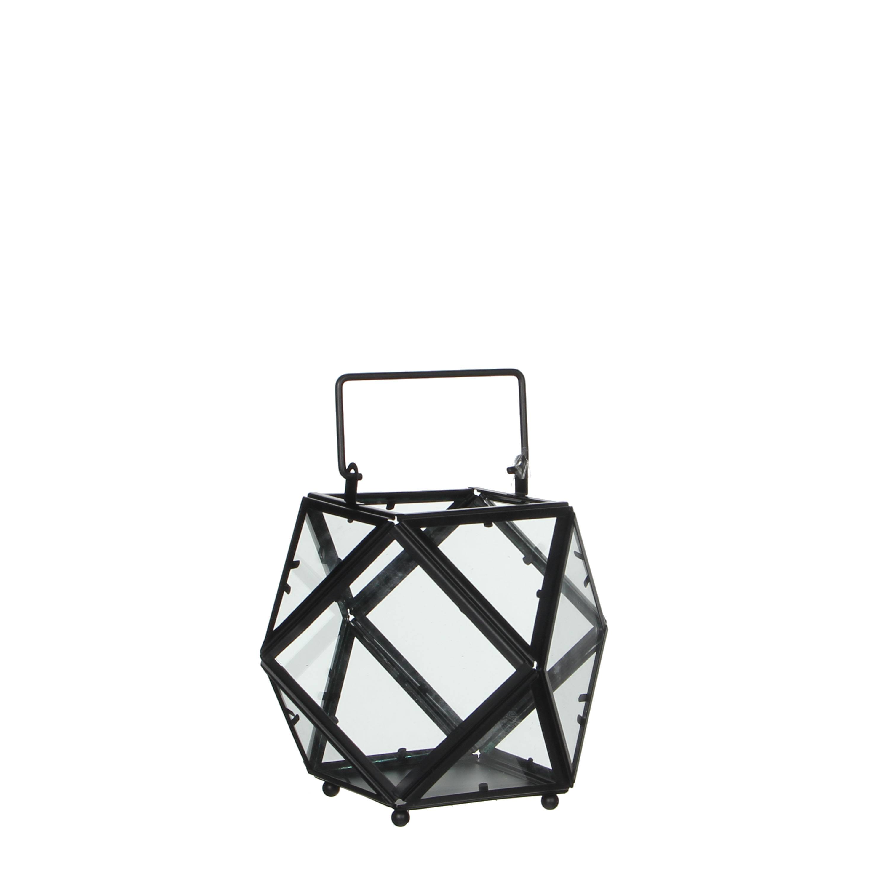 Lanterne Verre Noir L 21 x l 21 x H 16 cm – ALINEA - Image 1