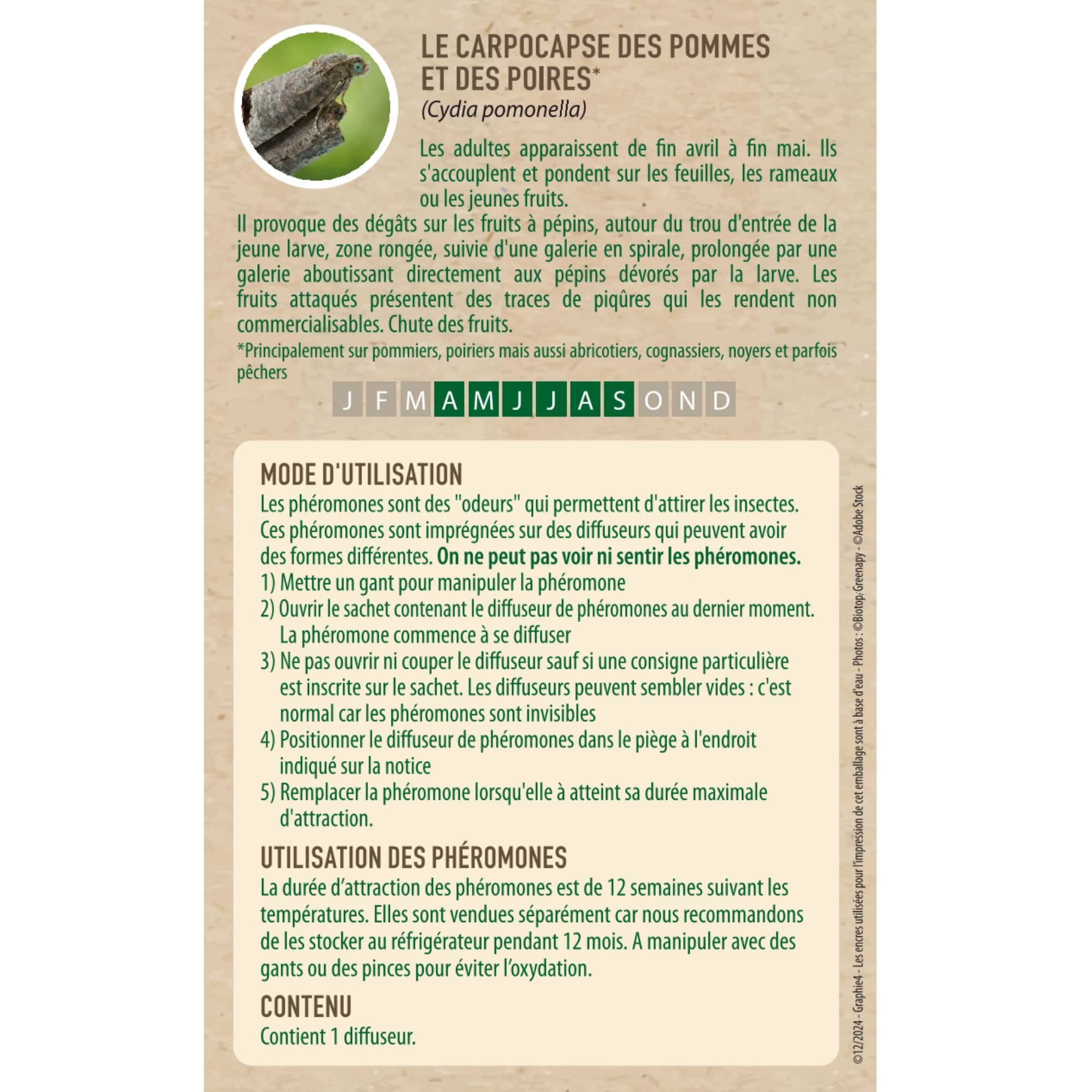 Biotop - Phéromone Carpocapse des pommes et des poires Cydia pomonella boîte d'1 capsule - BIOTOP - Image 3