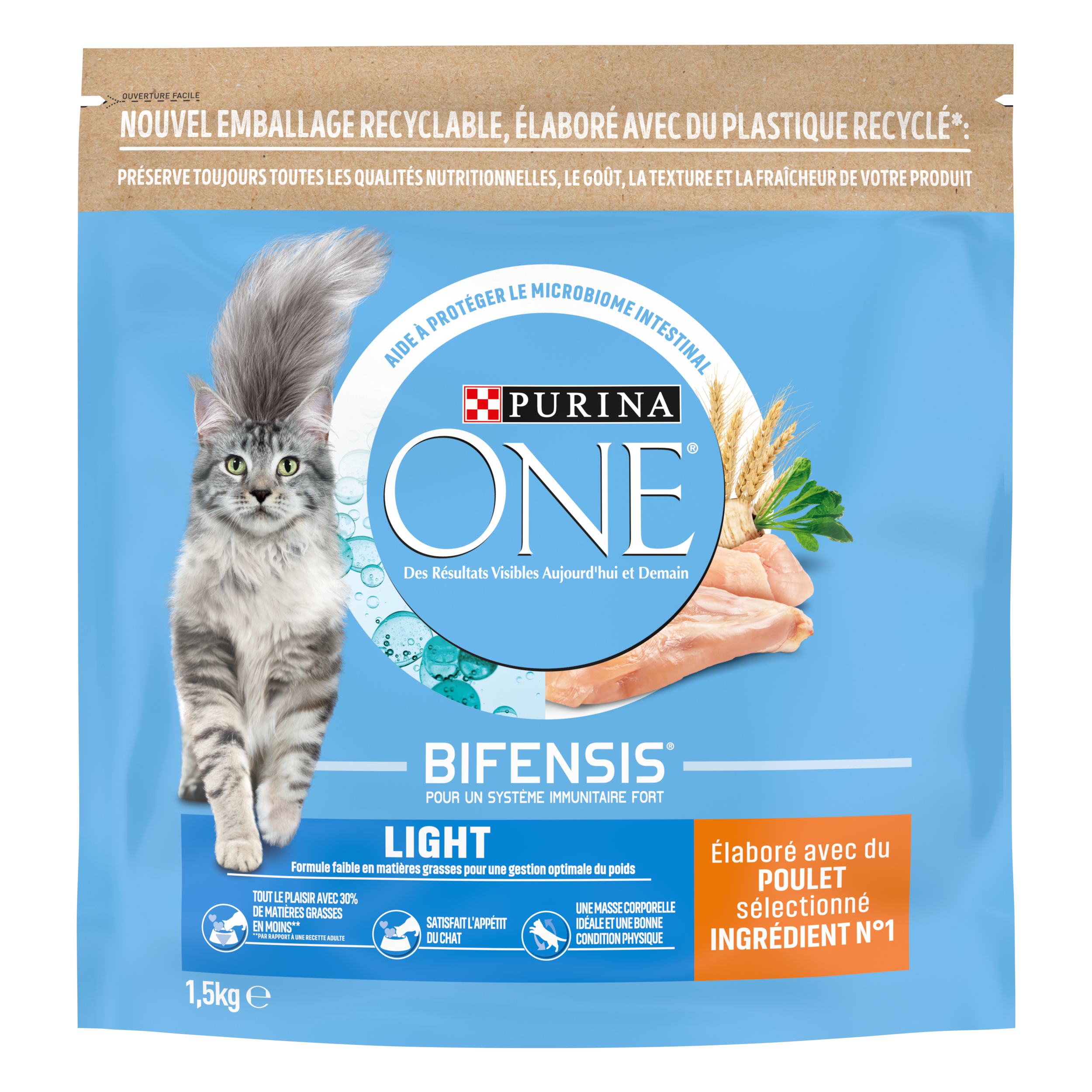 Purina One - Croquettes chat Light Poulet Blé 1,5kg - ONE - Image 1