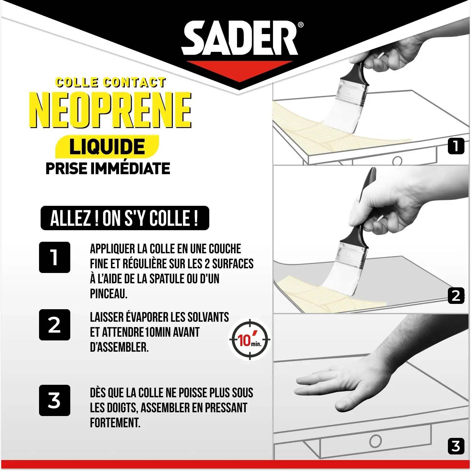 Colle contact néoprène liquide multi-matériaux transparente 250 ml - Sader - Image 2