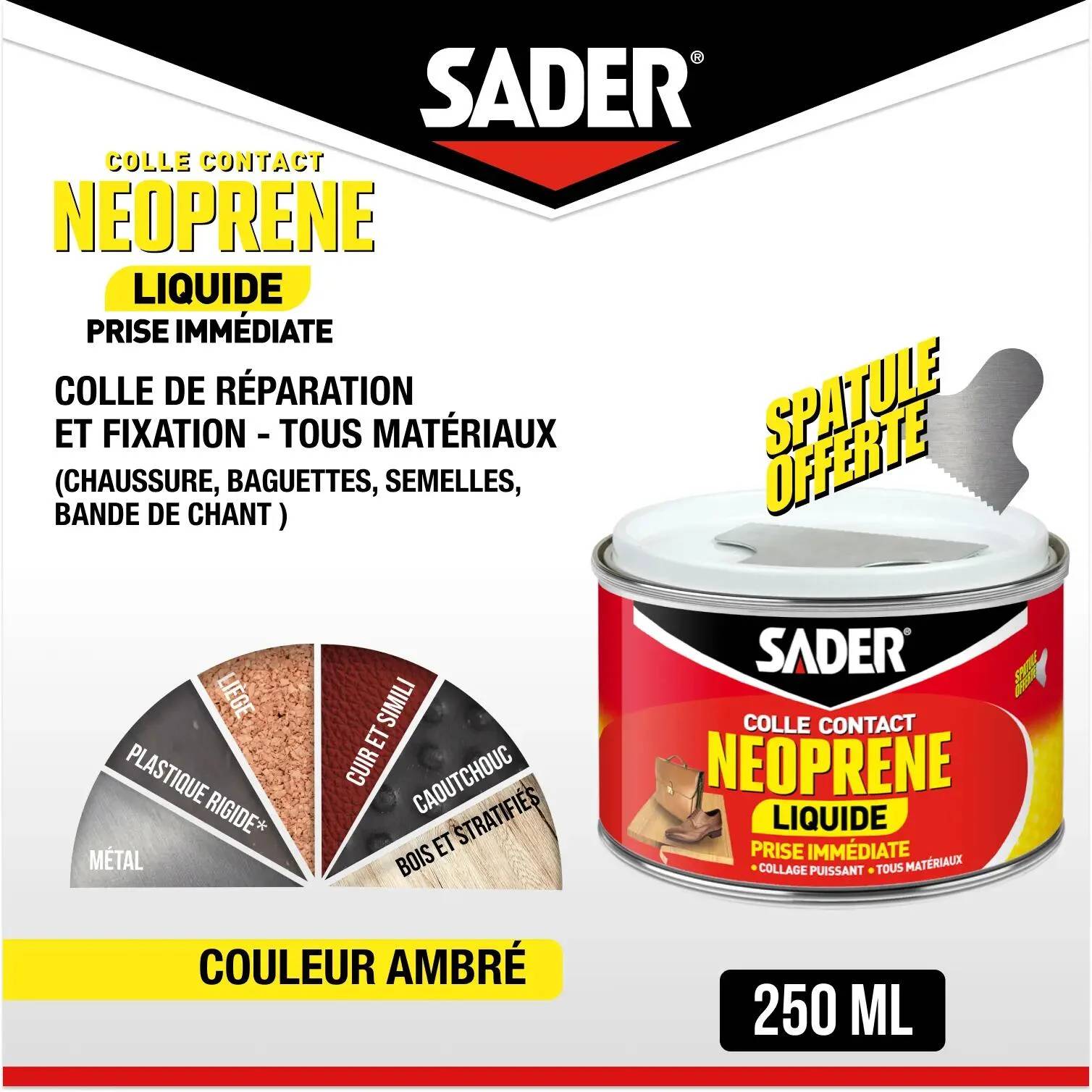 Colle contact néoprène liquide multi-matériaux transparente 250 ml - Sader - Image 3