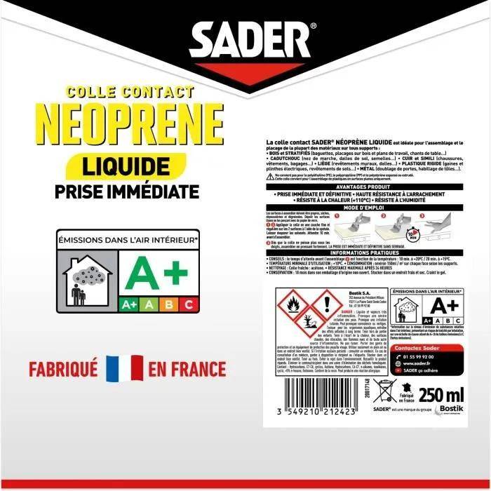 Colle contact néoprène liquide multi-matériaux transparente 250 ml - Sader - Image 7