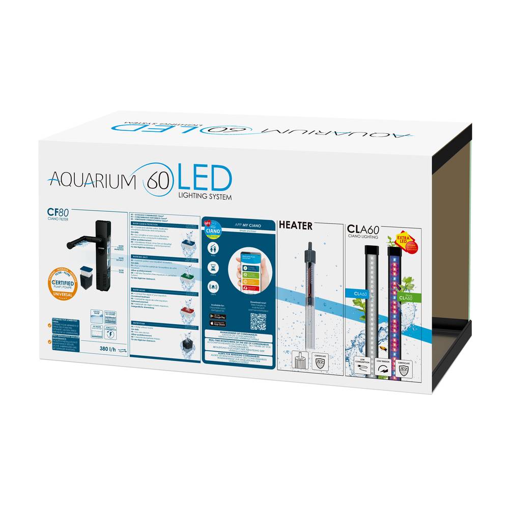 Aquarium équipé LED 60 L noir - CIANO - Image 4