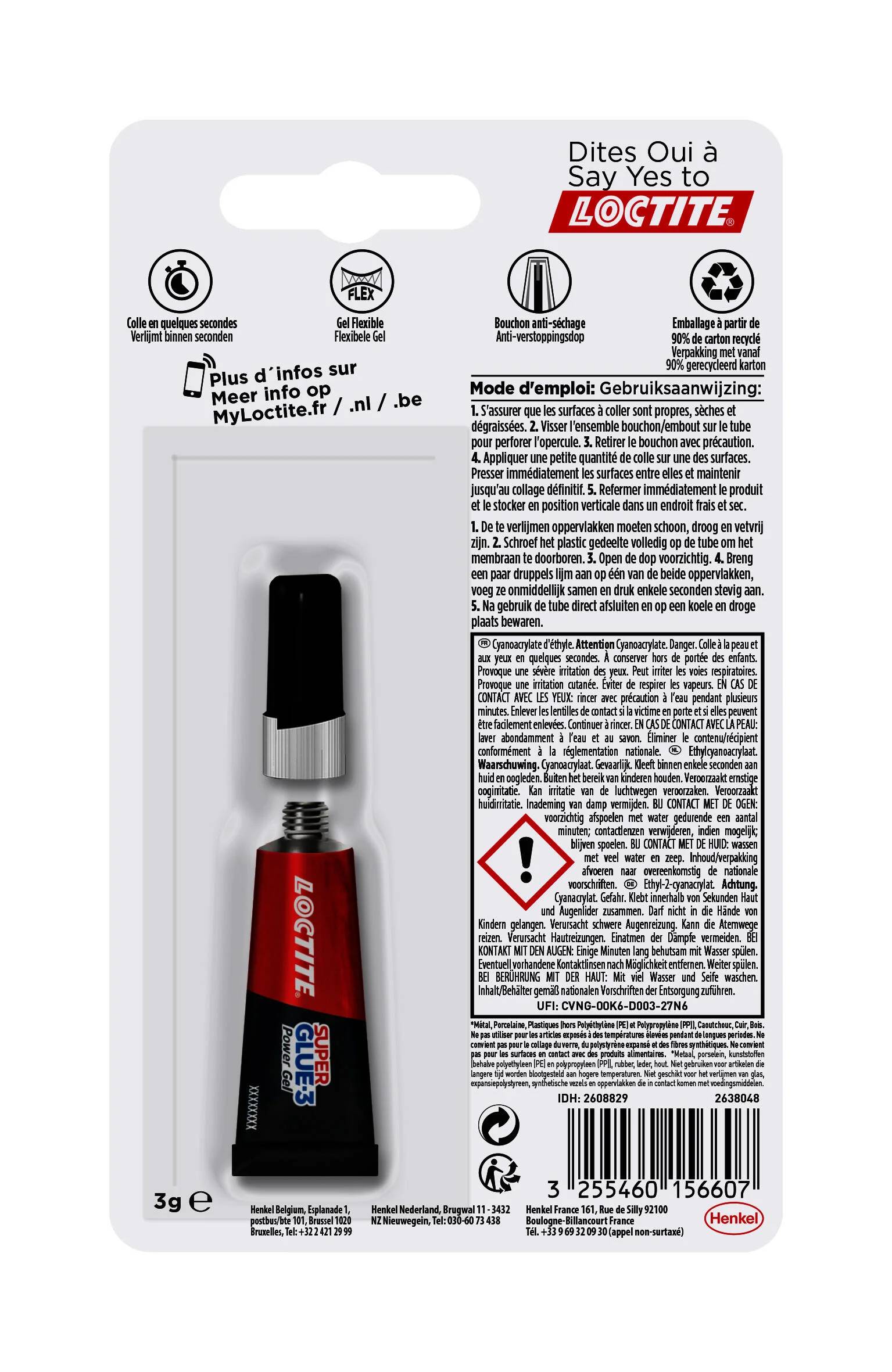 Colle cyanoacrylate gel power flexible 3 g – LOCTITE - Image 5