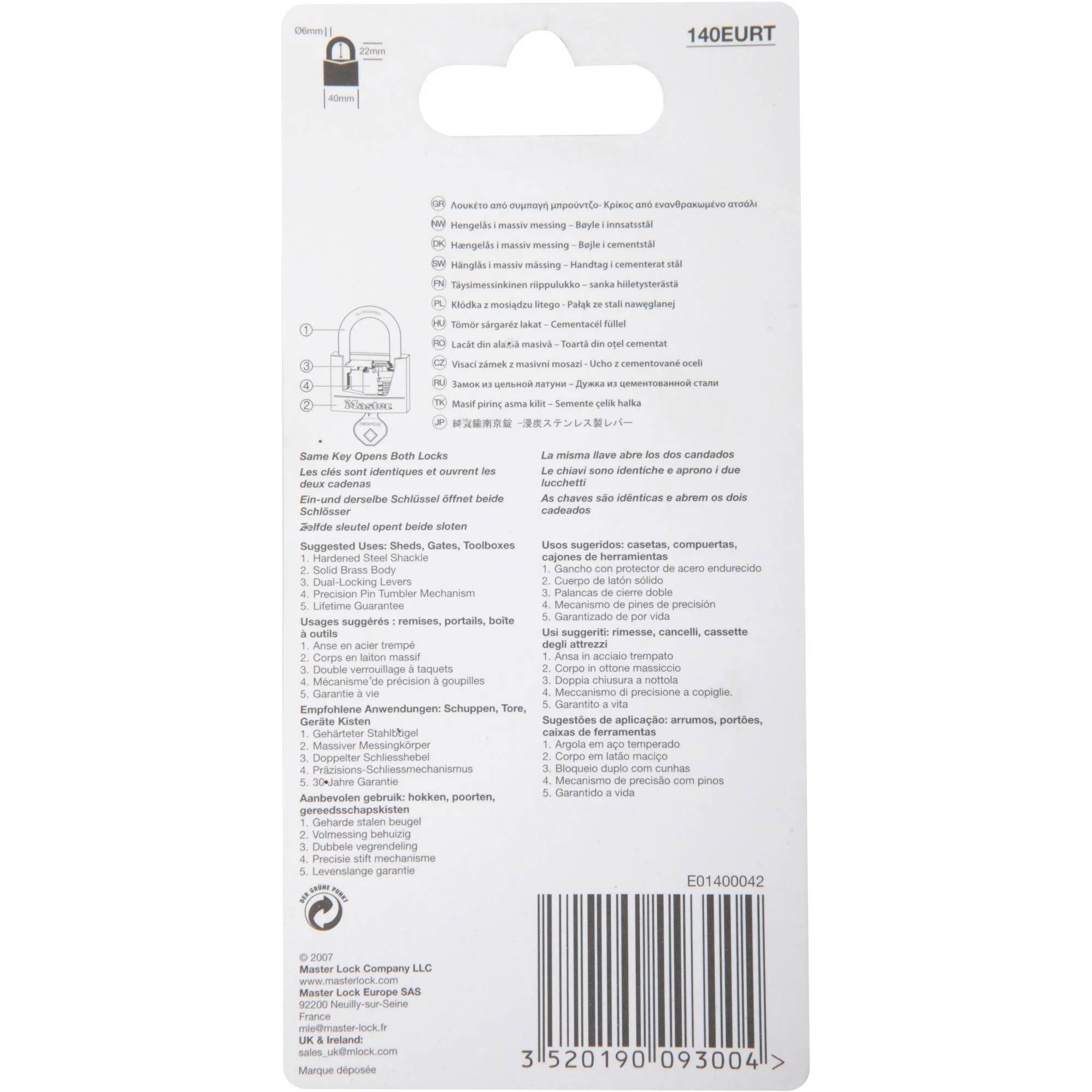 Cadenas Laiton 40 mm Lot de 2 - MASTER LOCK - Image 6