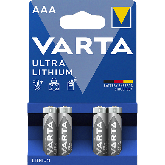 Piles LR03 AAA ultra lithium 1,5V VARTA
