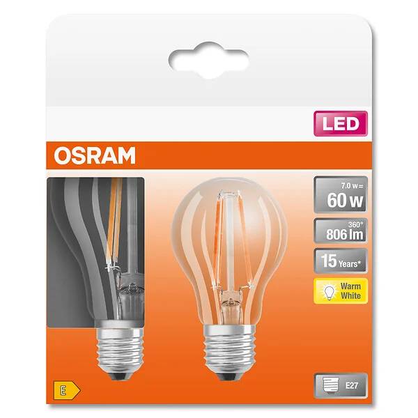 Ampoule LED Standard Verre Clair 6,5W E27 Chaud – OSRAM