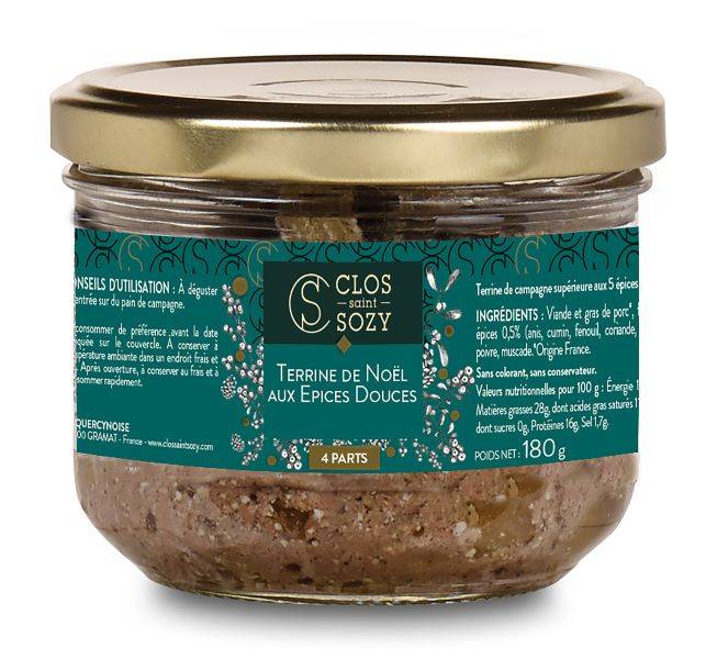 Clos Saint Sozy - Terrine de noël aux épices douces 180 g - Clos Saint Sozy