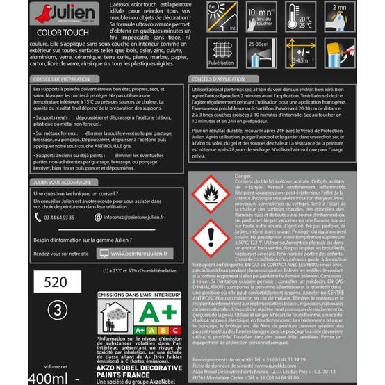 Peinture aérosol Color Touch multi-supports brillant Blanc Neige 400 ml - JULIEN - Image 5