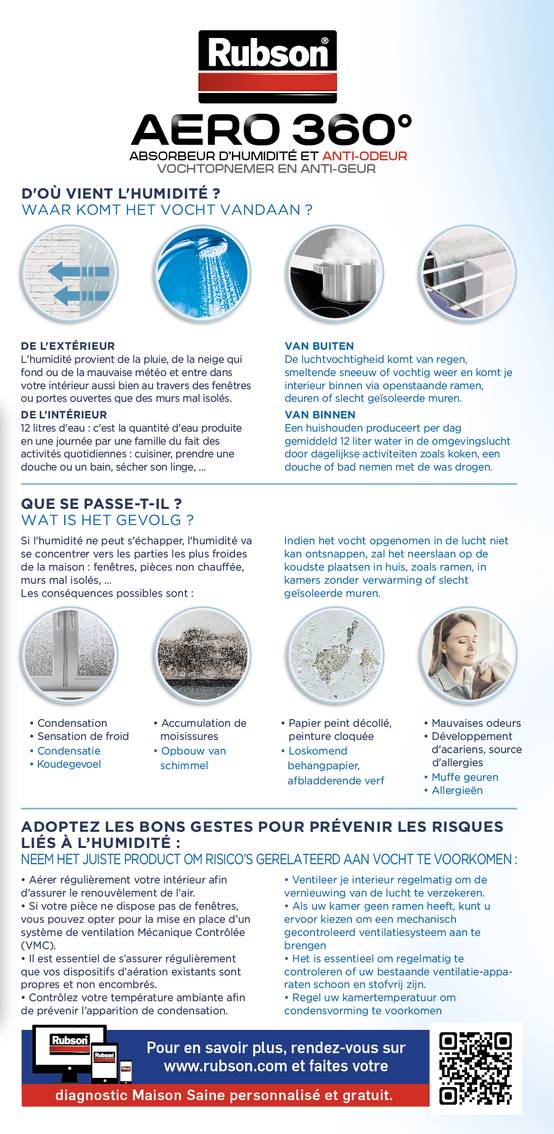 Absorbeur d'humidité recharge plastique recyclé 20 m² - RUBSON - Image 3