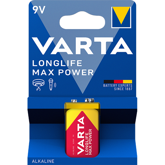 Pile Alcaline 9V LongLife Max Power - VARTA - Image 1