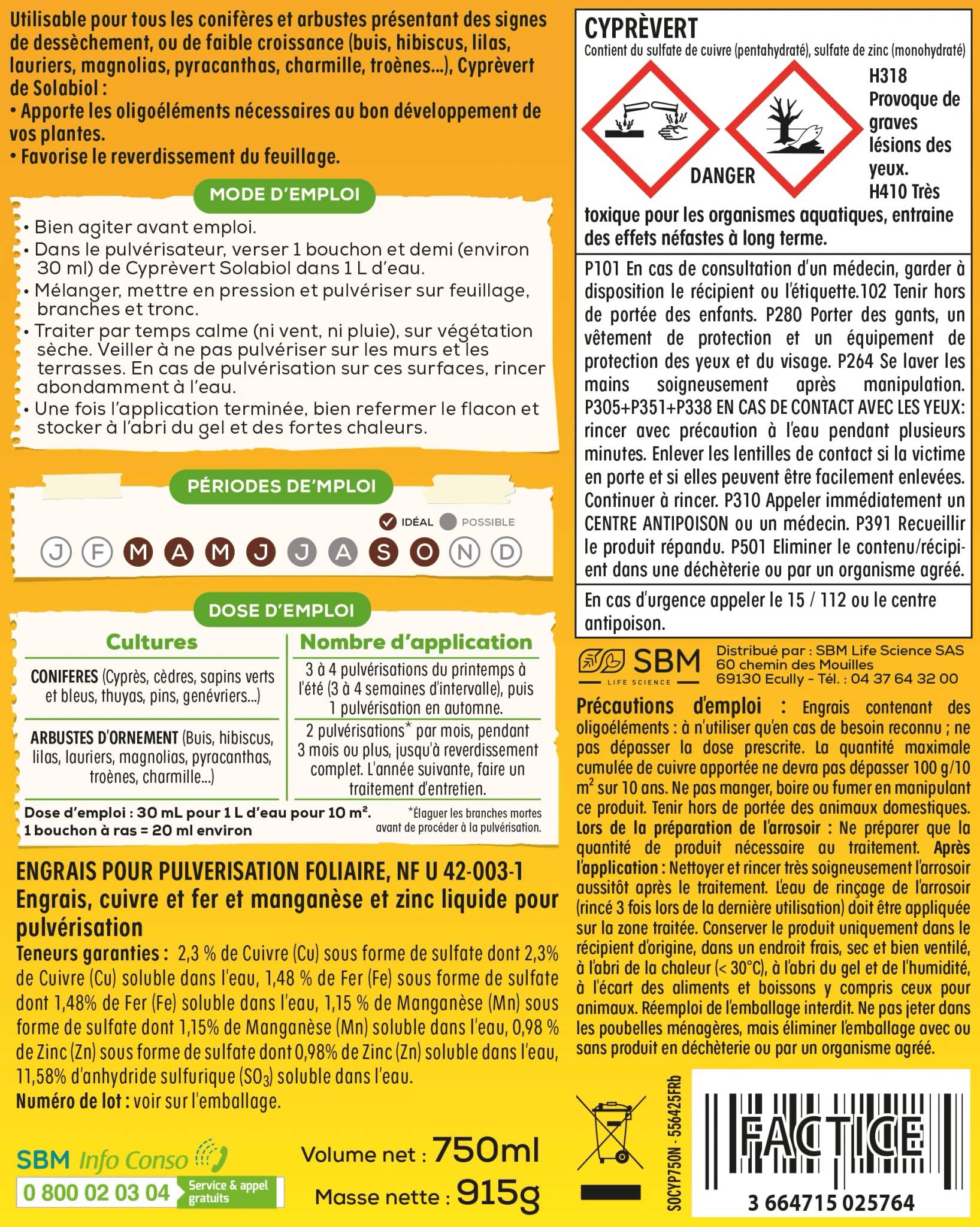 Solabiol - Engrais Cyprès Conifères 750 ML - SOLABIOL