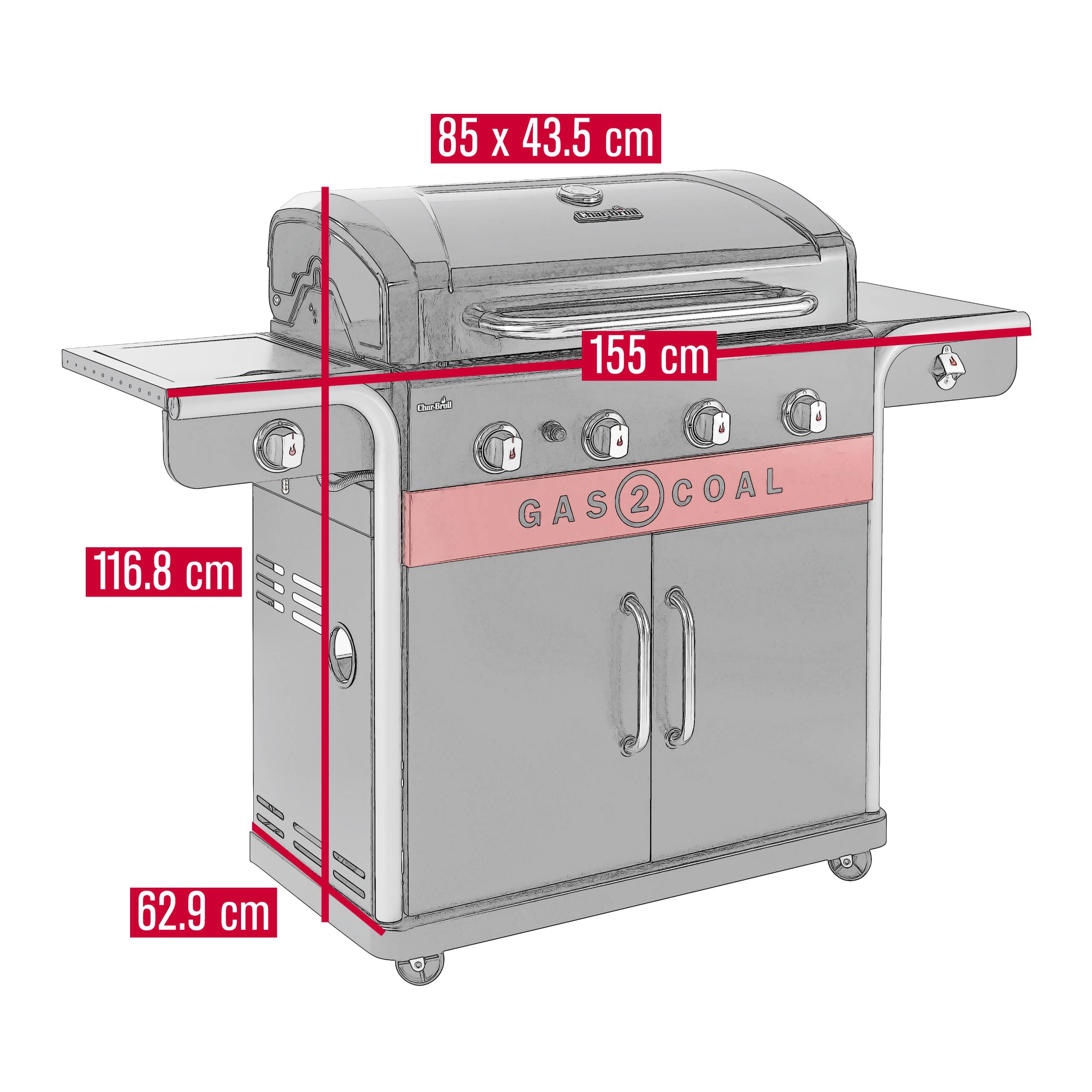 Char-broil - Barbecue Hybride 4 Brûleurs Acier Inoxydable Noir 154,9 cm - CHAR-BROIL - Image 2