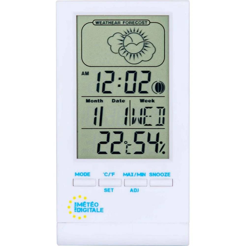 Stil - Station météo électronique intérieure plastique blanc H. 1,10 x L. 10,50 x P. 5,80 cm - Stil