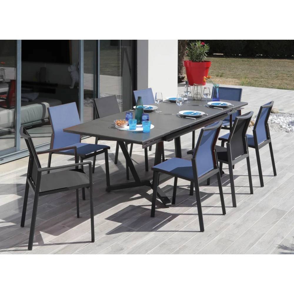 Pro Loisirs - Chaise de jardin alu graphite/noir Delia Proloisirs - Image 2