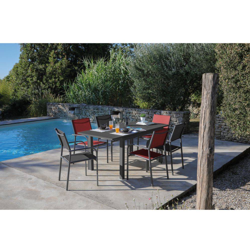 Fauteuil jardin aluminium epoxy graphite rouge H 92 cm - DUCA - Image 3