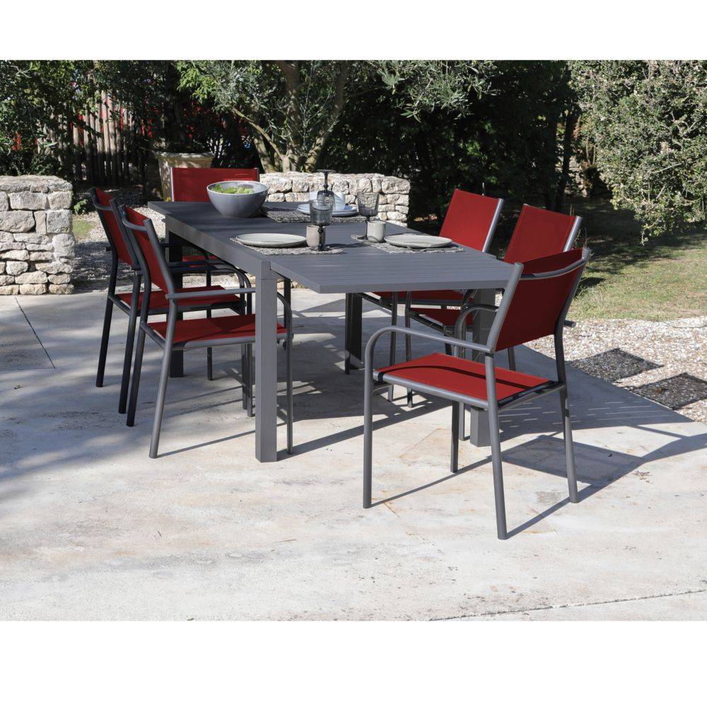 Fauteuil jardin aluminium epoxy graphite rouge H 92 cm - DUCA - Image 2