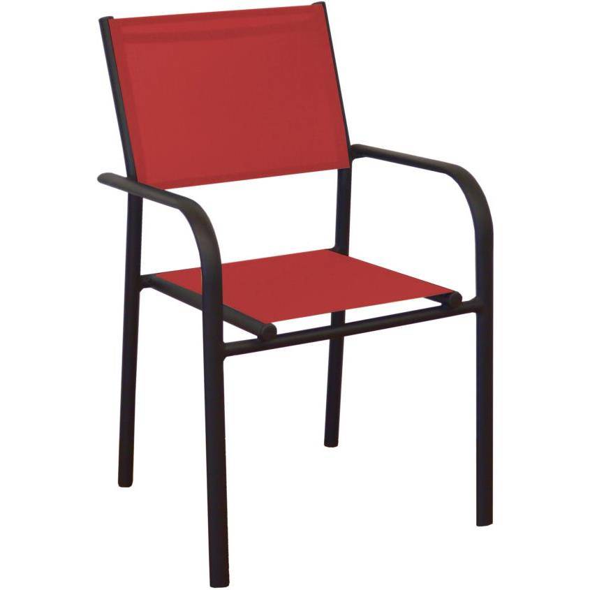 Fauteuil jardin aluminium epoxy graphite rouge H 92 cm - DUCA - Image 1
