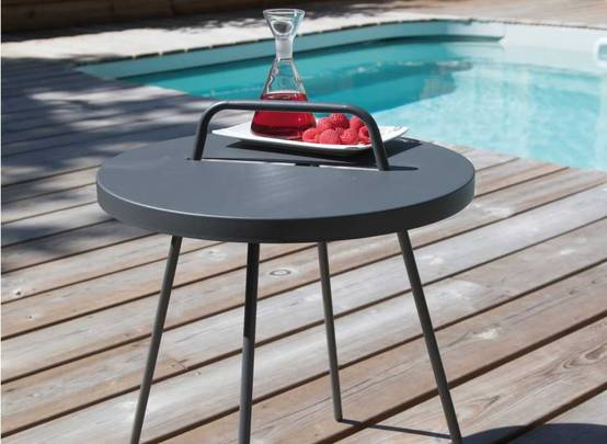 Table basse Flower acier gris Ø44 cm H.51 cm - Pro loisirs - Image 3