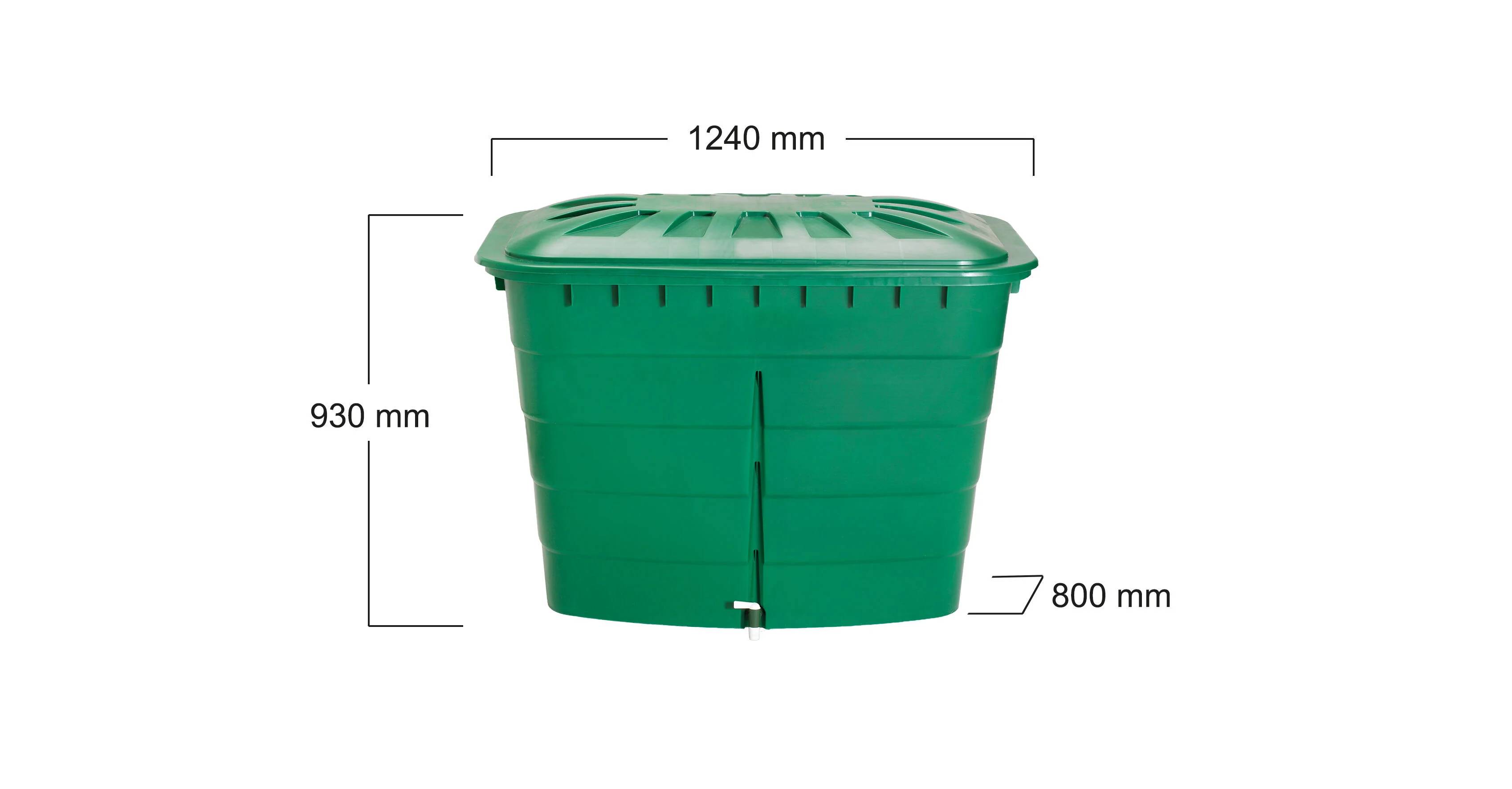 Garantia - Récupérateur d'eau de pluie 520L rectangulaire robinet et couvercle inclus vert - GARANTIA - Image 2