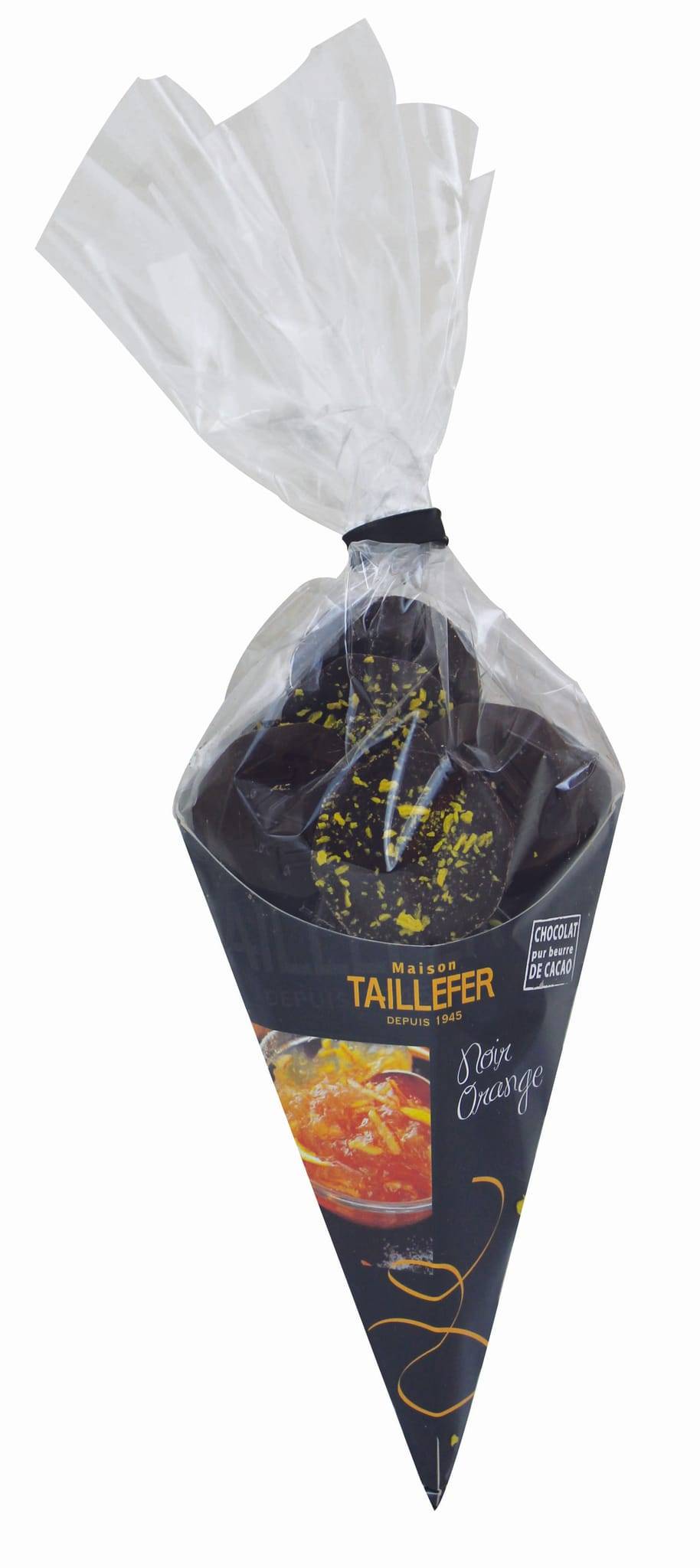 Maison Taillefer - Cornet chocolat noir fourrage orange 150g