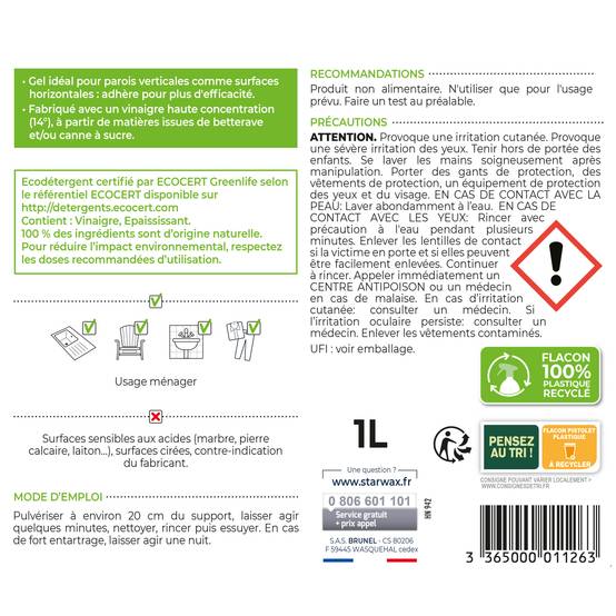 Starwax Soluvert - GEL AU VINAIGRE 14° 1L - Image 2