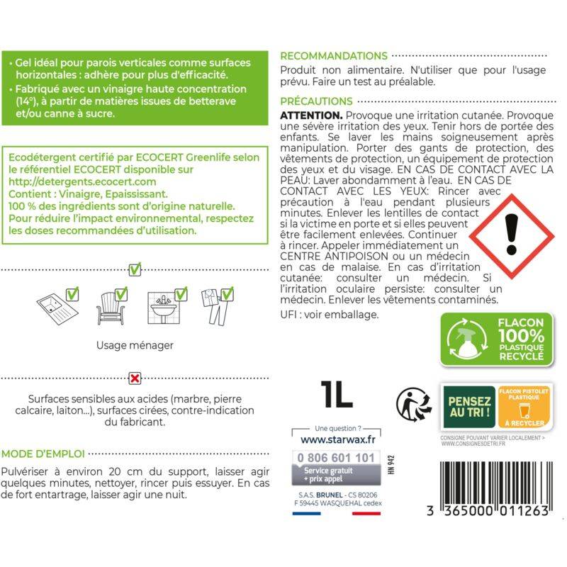 Starwax Soluvert - GEL AU VINAIGRE 14° 1L - Image 5