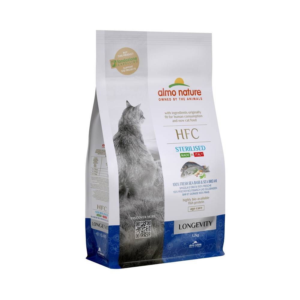 Almo Nature - Croquettes pour chat adulte et senior stérilisé au bar frais & dorade fraîche 1,2 kg - ALMO NATURE