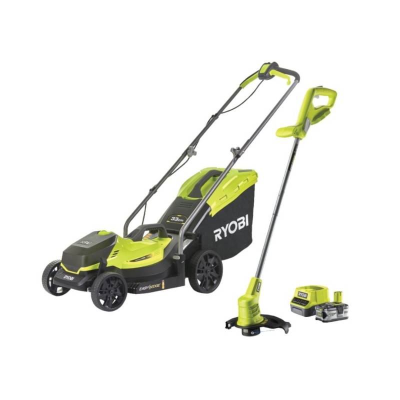 Ryobi - Pack tondeuse coupe-bordure sans fil 18V batterie et chargeur inclus  - RYOBI
