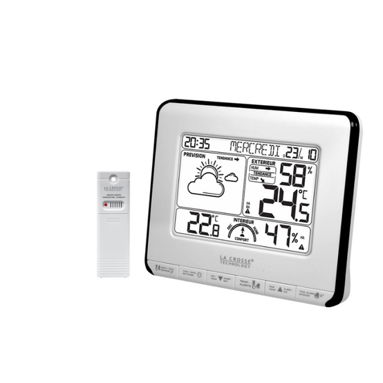 Centrale météo plastique blanc/gris WS6818WHI-BLA - LA CROSSE TECHNOLOGY