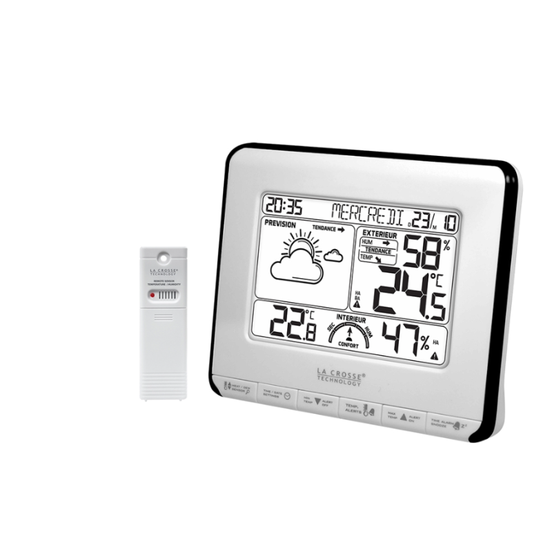 Centrale météo plastique blanc/gris WS6818WHI-BLA - La crosse technology