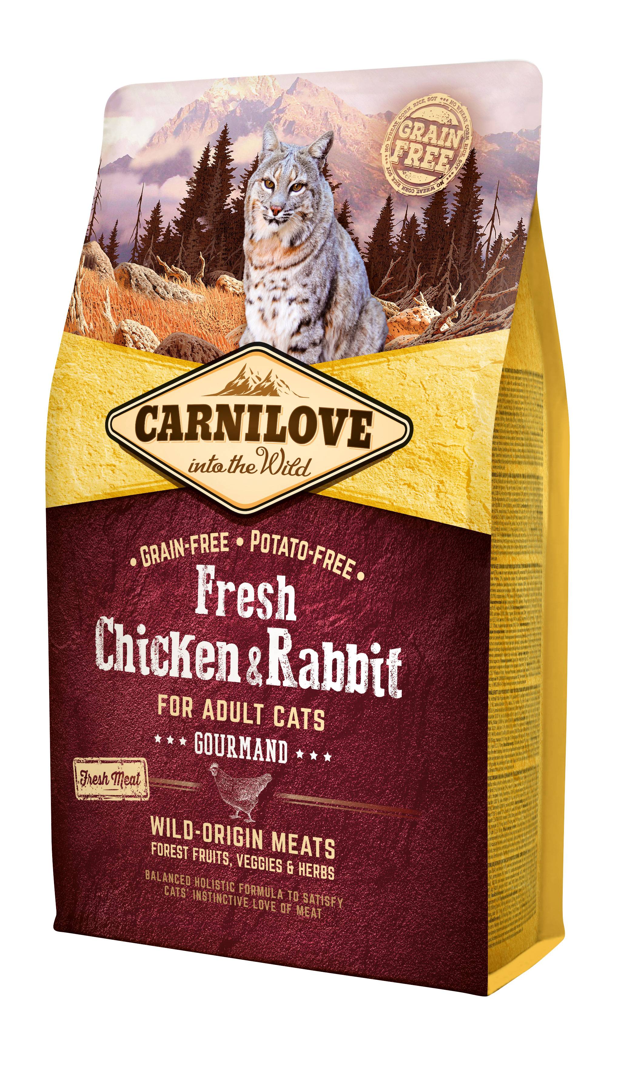 Croquettes pour chat adulte à l'appétit difficile au poulet & lapin - sac 2 kg - CARNILOVE - Image 1