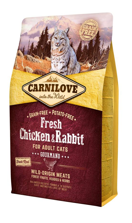 Croquettes pour chat adulte à l'appétit difficile au poulet & lapin - sac 2 kg - CARNILOVE - Image 2