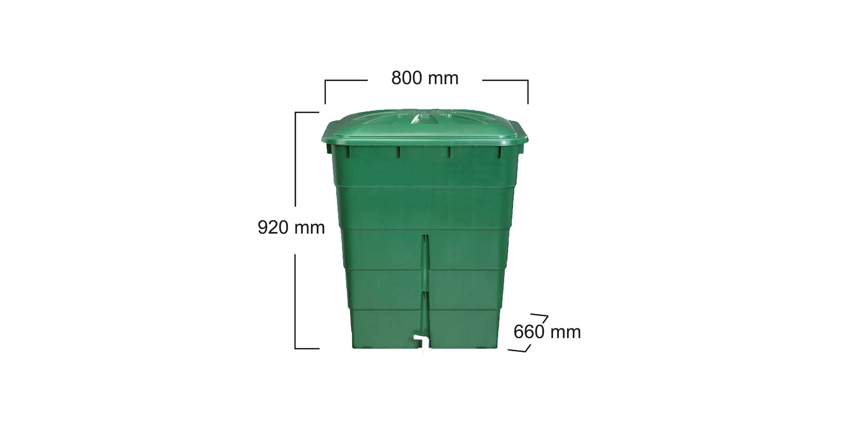 Garantia - Récupérateur d'eau de pluie 300L rectangulaire couvercle et robinet inclus vert - GARANTIA - Image 5