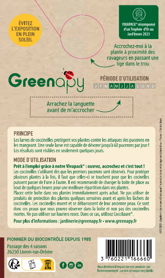 Greenapy - Coccinelles 80 larves Coccifly anti pucerons Vivapack - Greenapy - Image 2