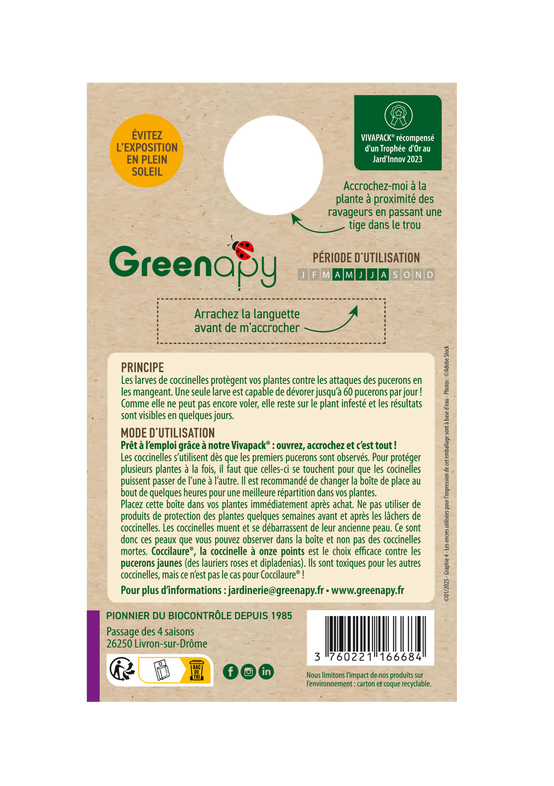 Greenapy - Coccinelles 50 larves Coccilaure anti pucerons Vivapack - Greenapy - Image 5